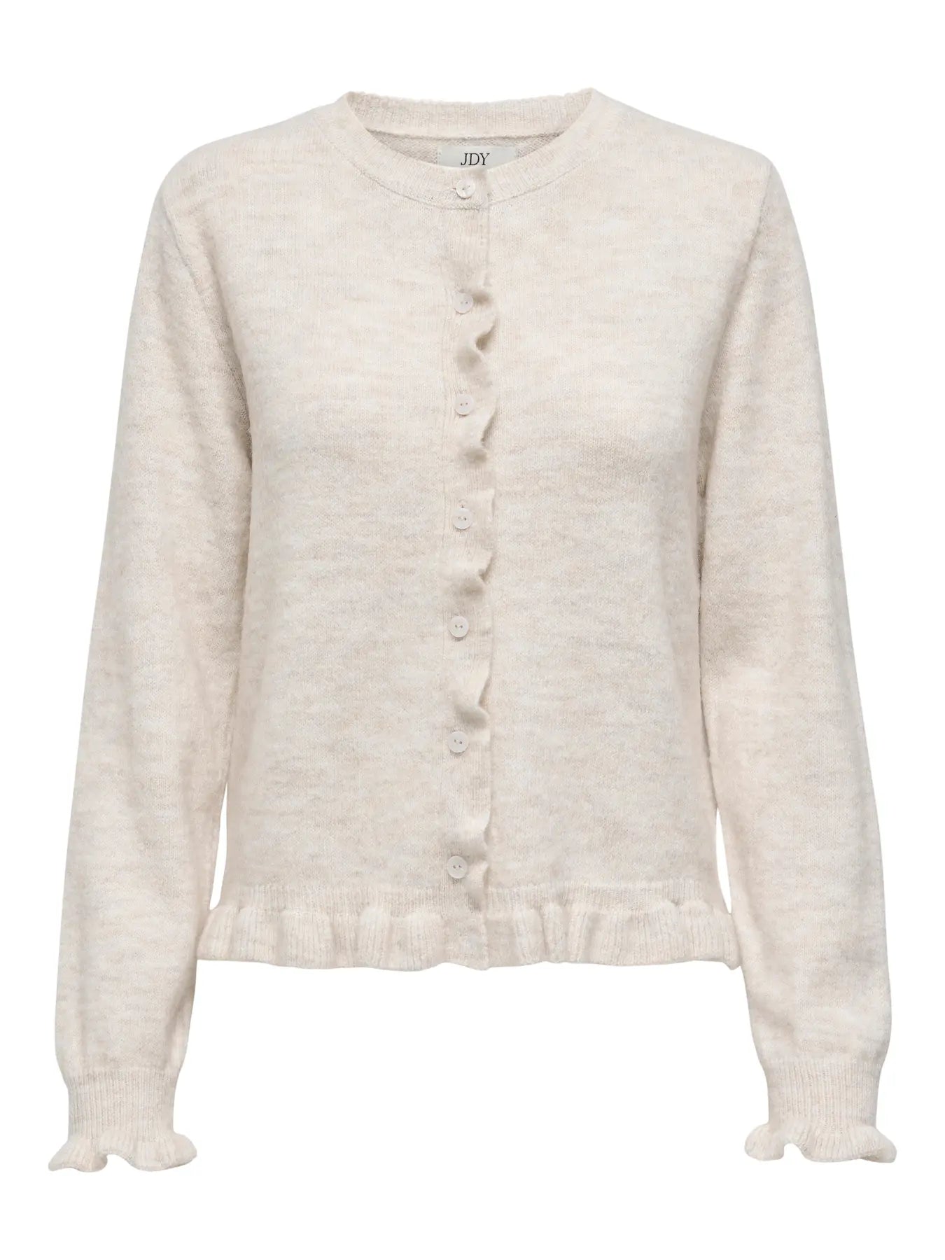 LETTY FRILL CARDIGAN - Birch/MELANGE