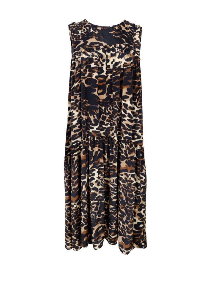 Luna boho midi dress leopard