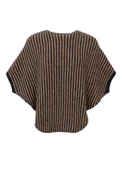 Pella striped poncho latte dark grey